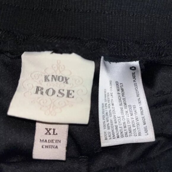 Knox Rose Cargo Pants XL Embroidered Lace Pocket Cuff Floral Black Drawstring - Picture 6 of 7